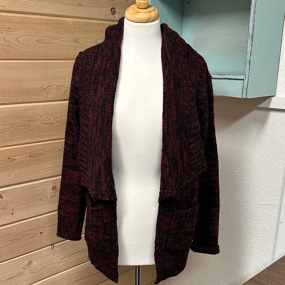 Dex Burgundy Open-Front Cardigan